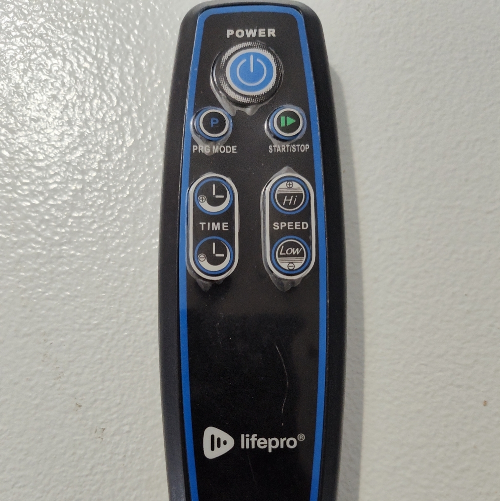 Ergonomic Black and Blue Remote Control Device
